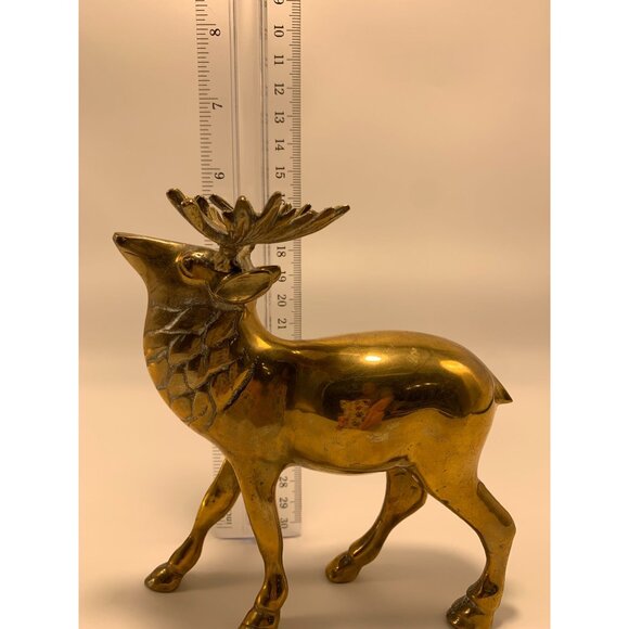 Vintage Brass Deer Stag Figurine Sculpture 8" Mid-Century Home Decor Accent Piec - Picture 7 of 7